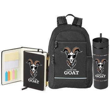 You're the GOAT Bayside Backpack, Canyon 2-in-1 Tumbler 16 oz., & Stanton Jotter Gift Set from Positive Promotions