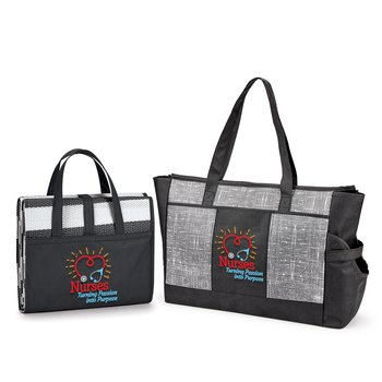 Nurses: Turning Passion Into Purpose Malibu Cooler Tote & Beach Mat from Positive Promotions