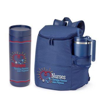 Nurses: Turning Passion Into Purpose Backpack Cooler Bag & Spill-Proof Tumbler Gift Set from Positive Promotions