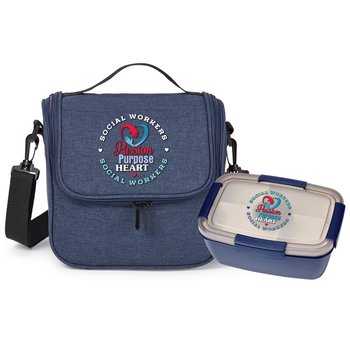 Social Workers: Passion, Purpose, Heart Portland Lunch/Cooler Bag & Locking Stacker Food Container Gift Set from Positive Promotions