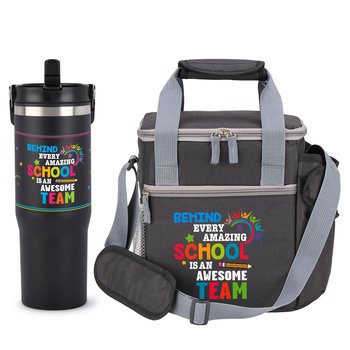 Behind Every Amazing School Is an Awesome Team Coldflow Bottle & Riverside Deluxe Lunch Bag Gift Set from Positive Promotions