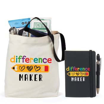 Difference Maker Venice Cotton Tote & Mini Pocket Journal Gift Set from Positive Promotions