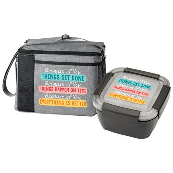Because of You... Grayson Lunch Bag & Locking Food Container Gift Set from Positive Promotions