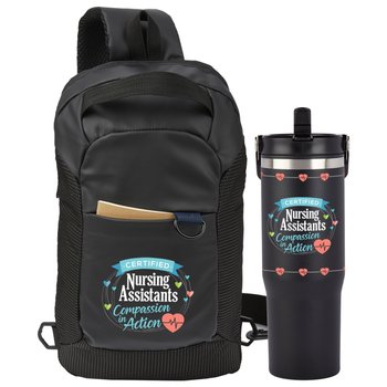 Certified Nursing Assistants: Compassion in Action Harley Sling Bag & Coldflow Bottle Gift Set from Positive Promotions