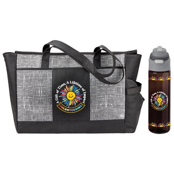 Volunteering: A Gift of Time, A Lifetime of Impact Tritan Dual-Sip Water Bottle & Malibu Insulated Cooler Tote from Positive Promotions