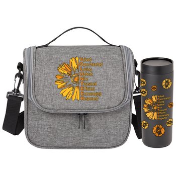 Volunteer Acrostic Portland Lunch/Cooler Bag & 360° Sipper Tumbler 18 oz. Gift Set from Positive Promotions