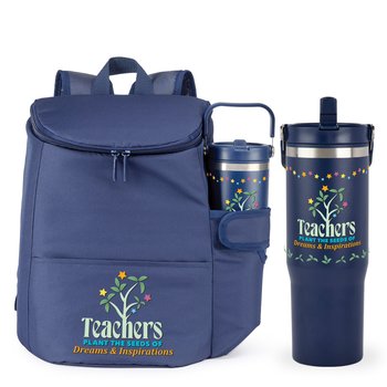 Teachers Plant the Seeds of Dreams & Inspirations Hydro Backpack Cooler & Coldflow Bottle Gift Set from Positive Promotions