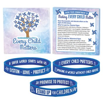Child Abuse Prevention Silicone Bracelet With Prevention Tips Card Assortment - Pack of 30 from Positive Promotions