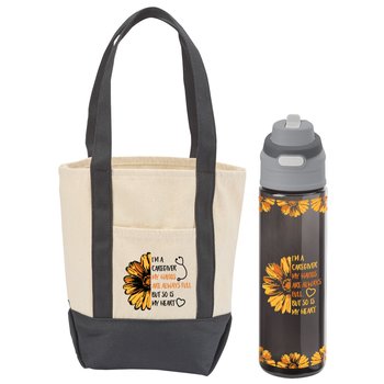 I'm a Caregiver... Tritan Water Bottle & Cotton Canvas Tote Bag Gift Set from Positive Promotions