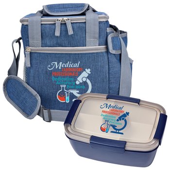 Medical Laboratory Professionals: Dedication, Accuracy, Precision Riverside Deluxe Lunch/Cooler Bag & Stacker Food Container Gift Set from Positive Promotions