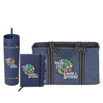 Touching Lives, Making a Difference Canyon Tumbler, Heathered Journal, & Utility Tote Gift Set from Positive Promotions