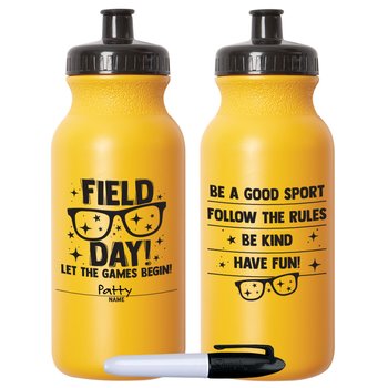 Field Day! Let the Games Begin Yellow Water Bottle 20-Oz. With Permanent Marker - Pack of 10 from Positive Promotions
