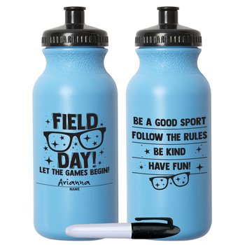 Field Day! Let the Games Begin Light Blue Water Bottle 20-Oz. With Permanent Marker - Pack of 10 from Positive Promotions