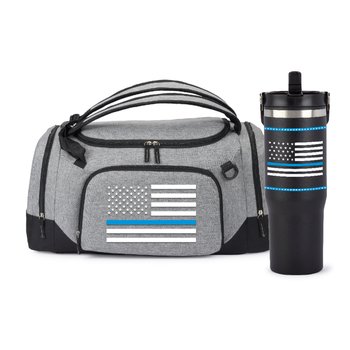 The Thin Blue Line Hybrid Duffel Bag & Coldflow Water Bottle from Positive Promotions