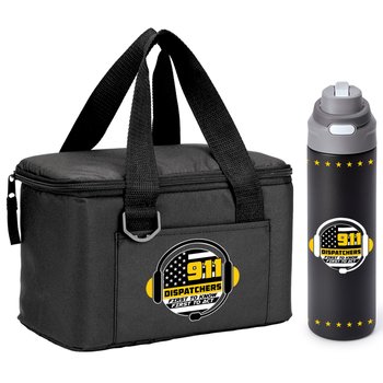 911 Dispatchers: First to Know, First to Act Chill Box 6-Can Lunch/Cooler Bag & Sip+Chug Insulated Water Bottle Gift Set from Positive Promotions