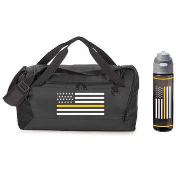 Thin Gold Line Journey Weekender Duffel Bag & Tritan Dual-Sip Water Bottle Gift Set from Positive Promotions