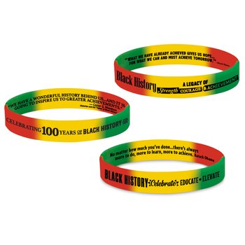 Black History 2-Sided Silicone Bracelet Assortment - Pack of 30 from Positive Promotions