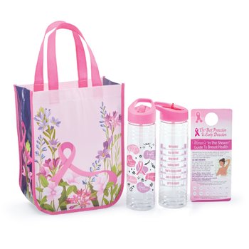 Breast Cancer Awareness Mini Laminated Tote 3-Piece Gift Set from Positive Promotions
