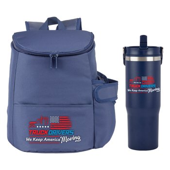Truck Drivers: We Keep American Moving Hydro Lunch/Cooler Bag & Coldflow Water Bottle 30-oz. from Positive Promotions