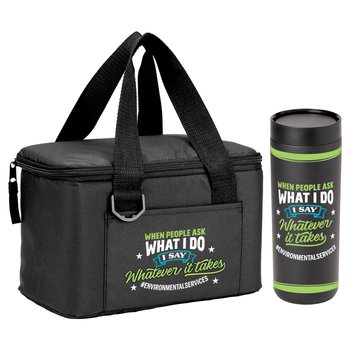 Evironmental Services Chill Lunch/Cooler Bag & 360 Sipper Push & Sip Tumbler 18-oz. Combo from Positive Promotions