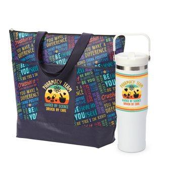 Pharmacy Team: Guided By Science, Driven By Care Malibu Tote Bag & Coldflow Bottle 30 oz. Gift Set from Positive Promotions