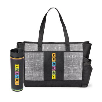Pharmacy Periodic Table Canyon 2-In-1 Tumbler & Malibu Insulated Cooler Tote Gift Set from Positive Promotions