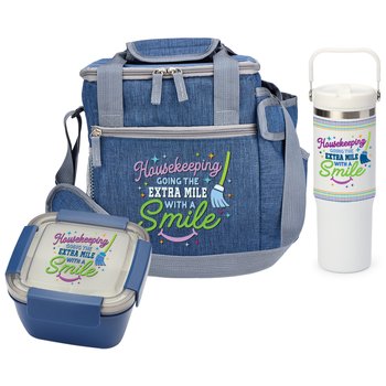 Housekeeping Coldflow Bottle & Riverside Deluxe Lunch Bag Gift Set from Positive Promotions