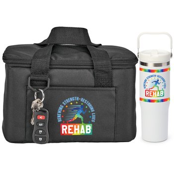 Rehab Chill Box 6-Can Lunch/Cooler & Coldflow Water Bottle 30-oz. from Positive Promotions