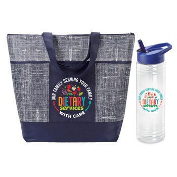 Dietary Services: Our Family Serving Your Family With Care! Malibu Tote Bag & Solara 24-oz. from Positive Promotions