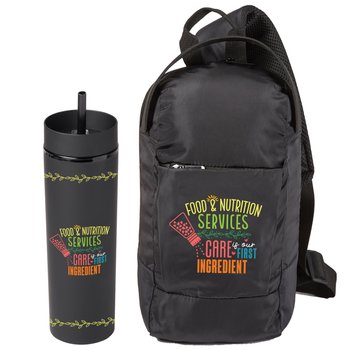 Food Services Canyon 2-In-1 Tumbler & Sipper & Ventura Crossbody Sling Bag Gift Set from Positive Promotions