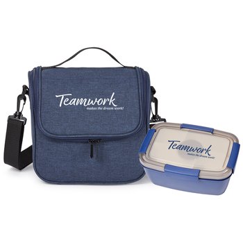 Teamwork Food Container & Lunch/Cooler Bag Gift Set from Positive Promotions