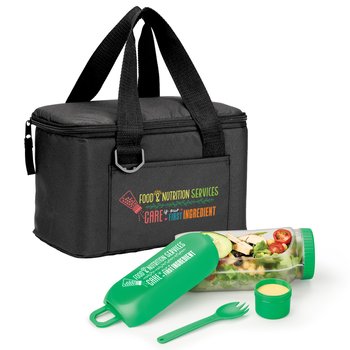 Food Services Chill Box 6-Can Lunch/Cooler & On-The-Go Salad Mason Jar/Food Container 24-oz. from Positive Promotions