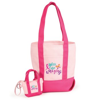 You Are Amazing Cotton Canvas Market Tote & Mini Tote Bag Wallet 2-Gift Set from Positive Promotions