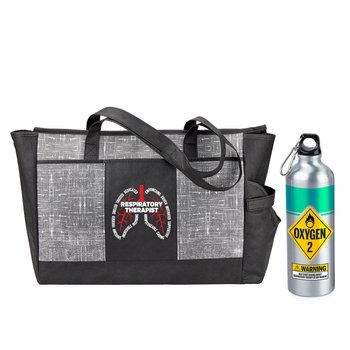 Respiratory Therapists Malibu Cooler Tote & Oxygen Water Bottle 25-oz. Combo from Positive Promotions