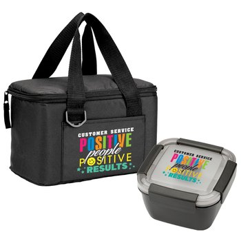 Customer Service Locking Food Container & Chill Box Lunch/Cooler Bag Gift Set from Positive Promotions