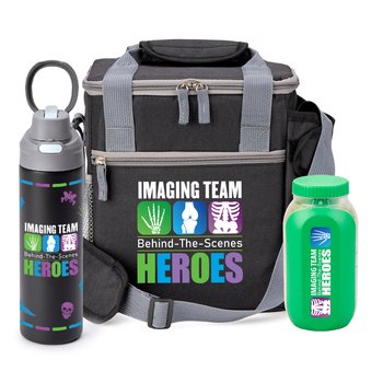 Imaging Team Riverside Lunch/Cooler Bag/On-the-Go Salad Mason Jar/Sip+CHug Dougle-Wall Stainless Ins Bottle from Positive Promotions