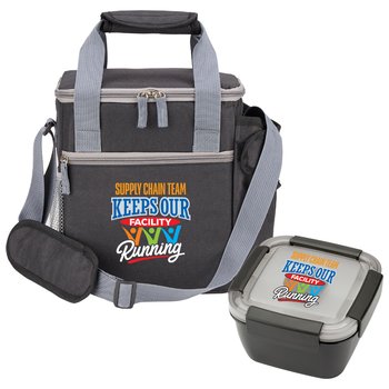 Supply Chain Team Deluxe Riverside Lunch/Cooler Bag & Locking Food Container from Positive Promotions