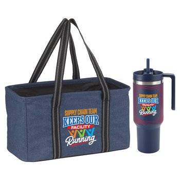 Supply Chain Team Utility Tote Bag & Quencher Tumbler Gift Set from Positive Promotions
