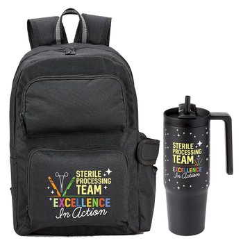 Sterile Processing Team: Excellence In Action Hudson Laptop Backpack & HydroSip Tumbler Gift Set from Positive Promotions