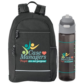 Case Managers: People Are Our Purpose Bayside Backpack & Tritan Dual-Sip Water Bottle Gift Set from Positive Promotions