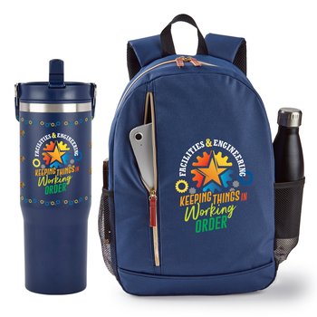 Facilities & Engineering: Keeping Things In Working Order Axel Laptop Backpack & Coldflow Bottle Gift Set from Positive Promotions