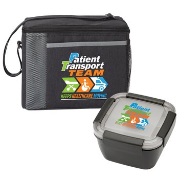 Patient Transport Team Keeps Healthcare Moving Grayson Lunch/Cooler Bag & Locking Food Container Gift Set - Personalization Available from Positive Promotions