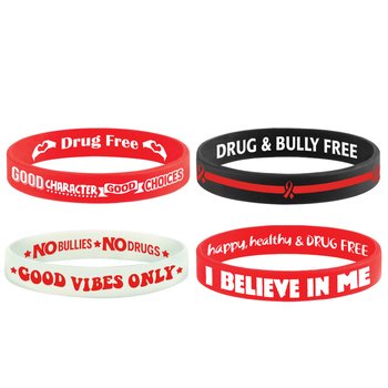 Red Ribbon Week Silicone Bracelet Assortment - Pack of 100 from Positive Promotions