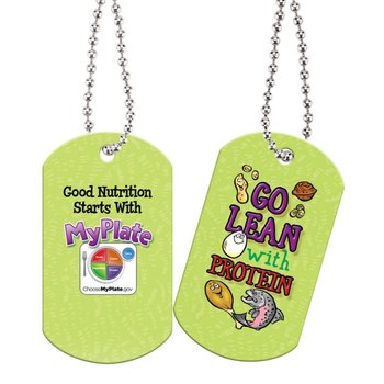 Go Lean With Protein Laminated Dog Tags With 24" Chains from Positive Promotions