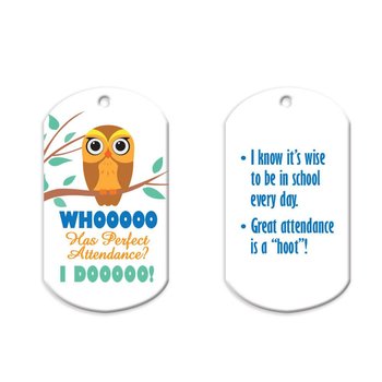 Whooooo Has Perfect Attendance? I Dooooo! Award Tag with 24
