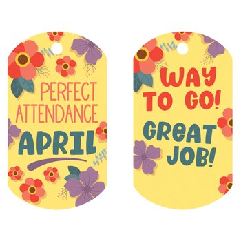 April Perfect Attendance Award Tag with 24