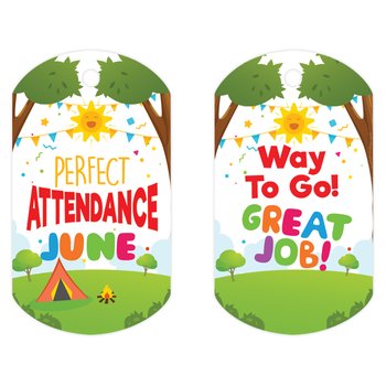 June Perfect Attendance Award Tag with 4