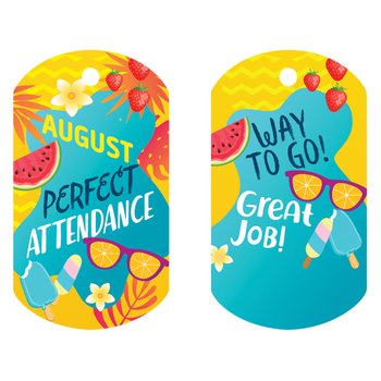 August Perfect Attendance Award Tag with 4