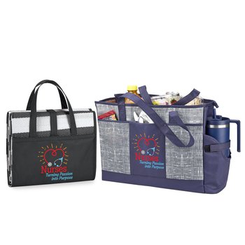 Nurses: Turning Passion Into Purpose Malibu Cooler Tote & Beach Mat from Positive Promotions
