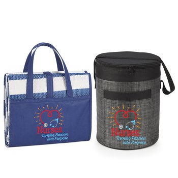 Nurses: Turning Passion Into Purpose Malibu Cooler Tote & Beach Mat from Positive Promotions